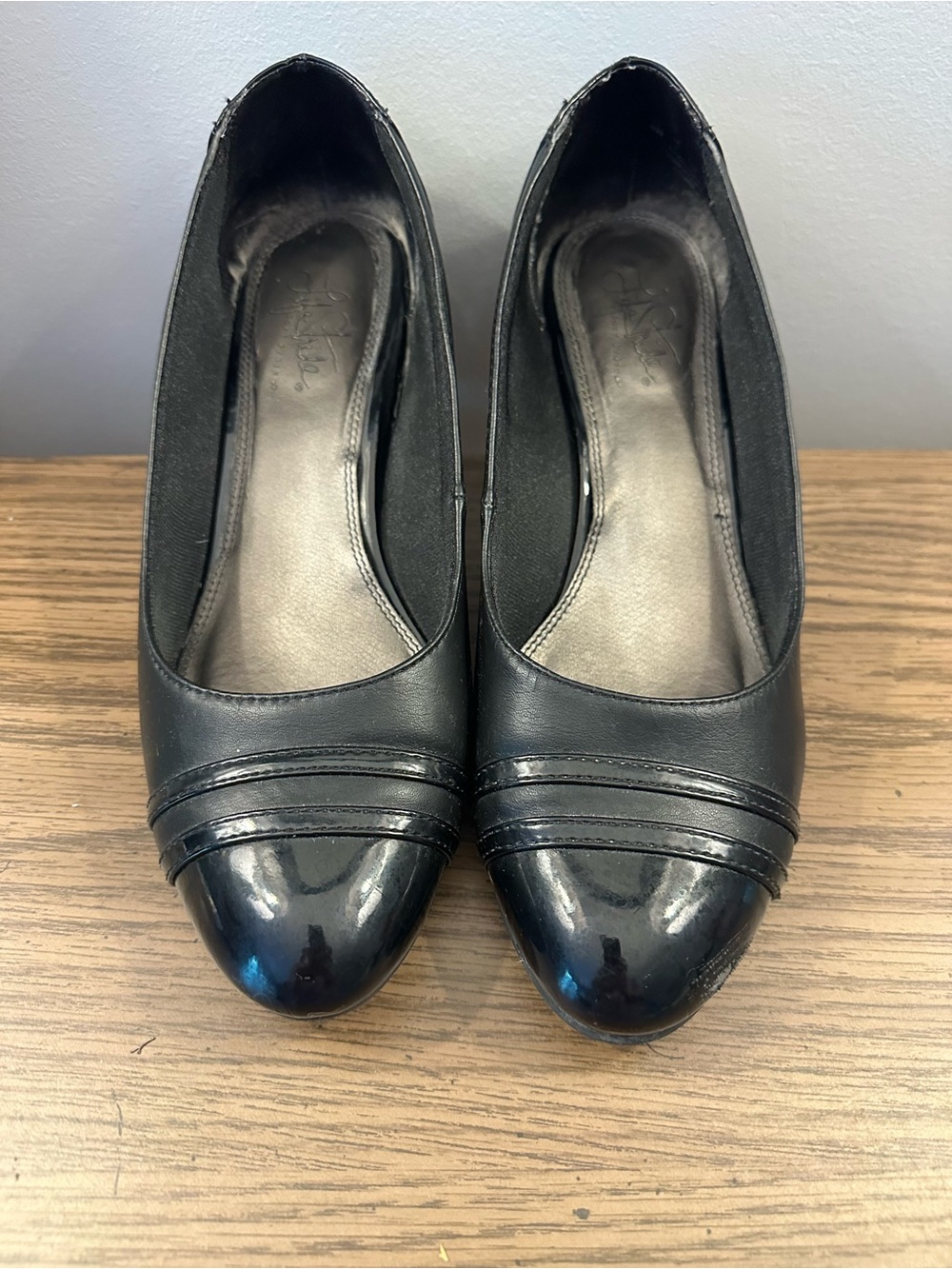 Lifestride Women’s 9W Juliana Black Faux Leather Patent Wedge Shoes